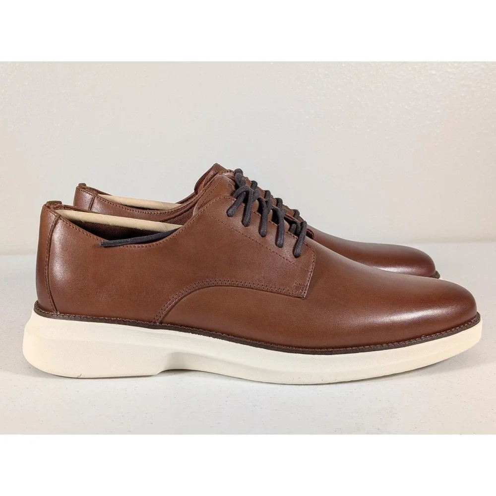 Cole Haan Grand Shadowlite Plain Toe Oxfords British Tan Ivory Men's 11 C41561